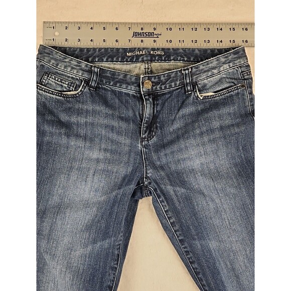 MK Michael Kors Womens size 10 Tapered Leg Mid Rise Stretch Jeans Dark Blue - Picture 5 of 10